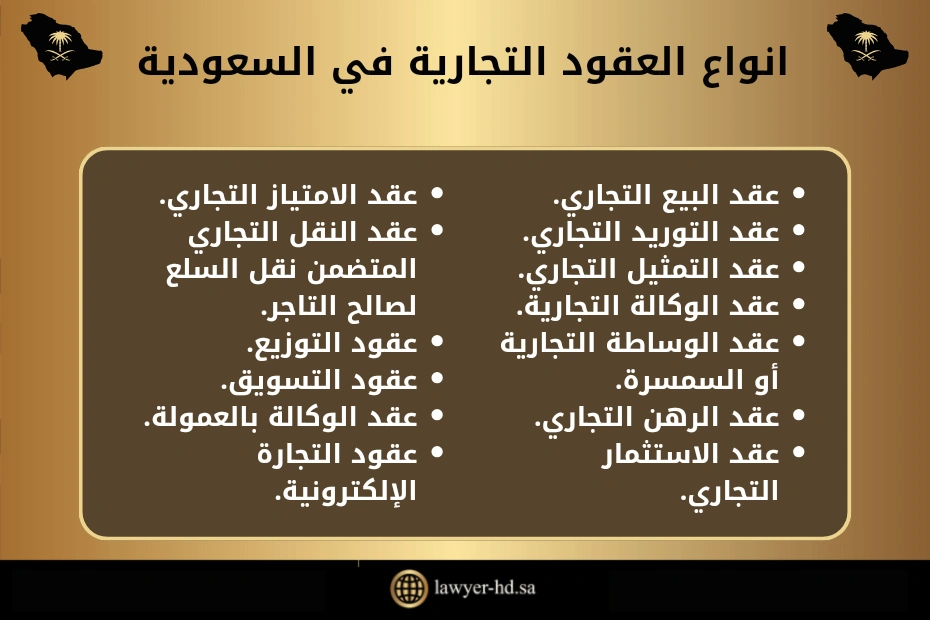 أنواع العقود التجارية في السعودية